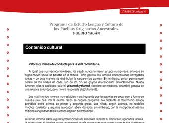 Contenido cultural: Valores y formas de conducta para la vida comunitaria