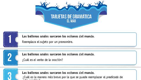 Tarjetas de gramática: El mar