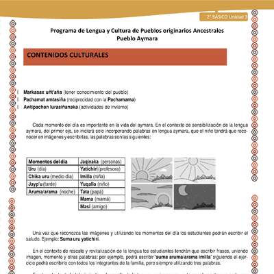  Orientaciones al docente - LC02 - Aymara - U03 - Contenidos culturales
