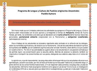 Orientaciones al docente - LC02 - Aymara - U04 - Introducción