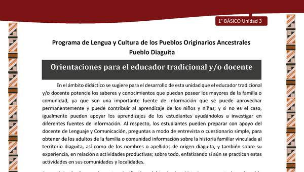 Orientaciones para el educador tradicional y/o docente