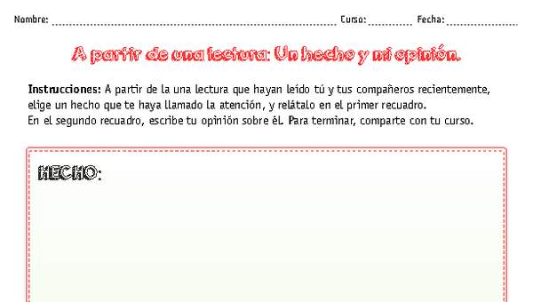 A partir de una lectura: un hecho y mi opinión