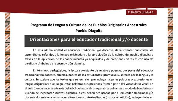 Orientaciones para el educador tradicional y/o docente