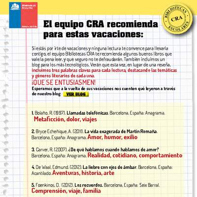 Lecturas recomendadas por el CRA