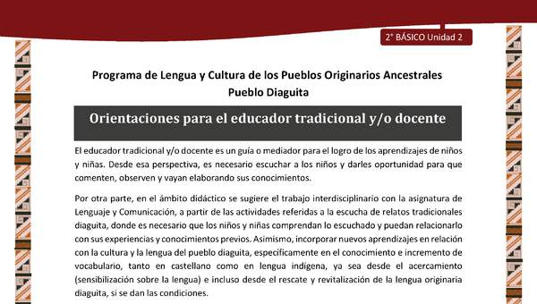 Orientaciones para el educador tradicional y/o docente