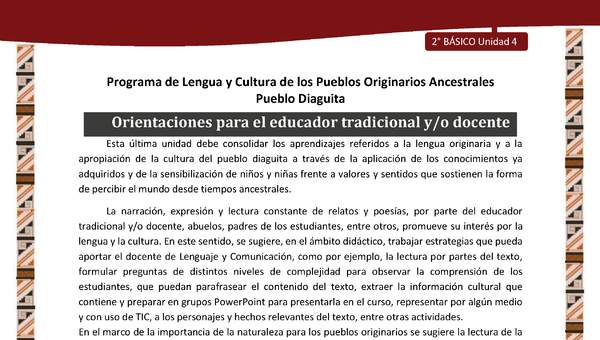 Orientaciones para el educador tradicional y/o docente