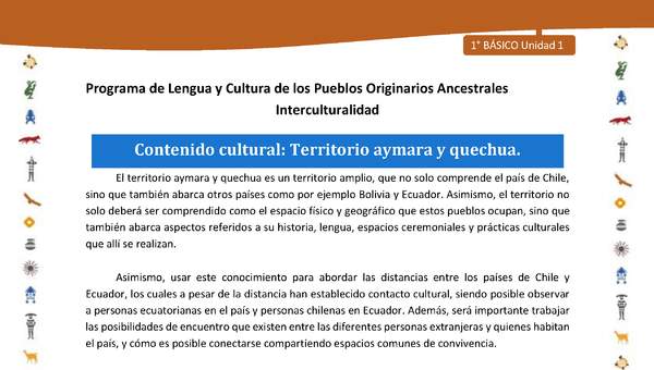 Contenido cultural: Territorio Aymara y Quechua