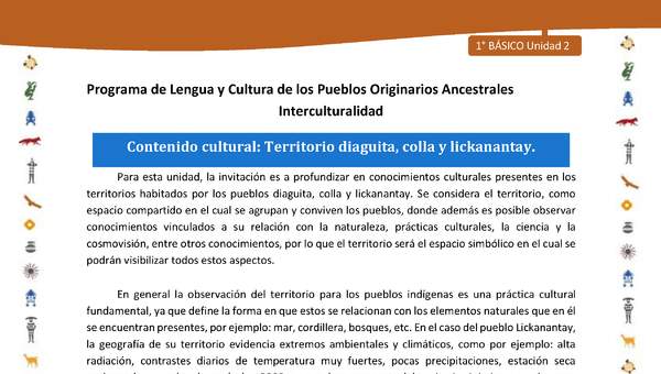 Contenido cultural: Territorio diaguita, colla y lickanantay