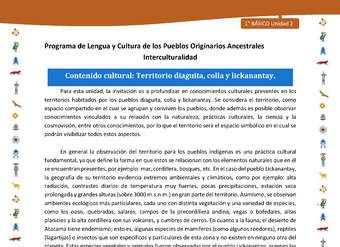 Contenido cultural: Territorio diaguita, colla y lickanantay