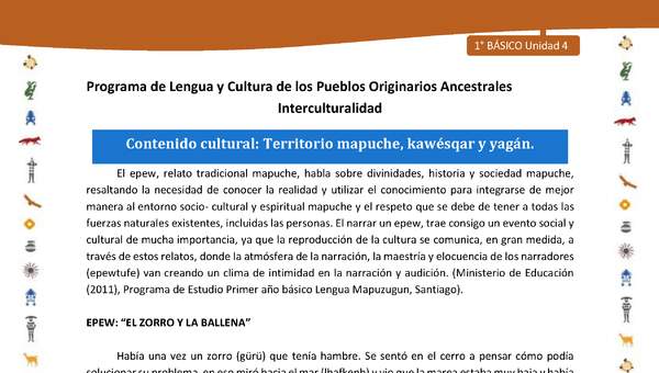 Contenido cultural: Territorio mapuche, kawésqar y yagán