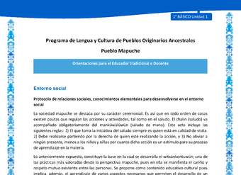 Orientaciones al docente - LC01 - Mapuche - U1 - Entorno social