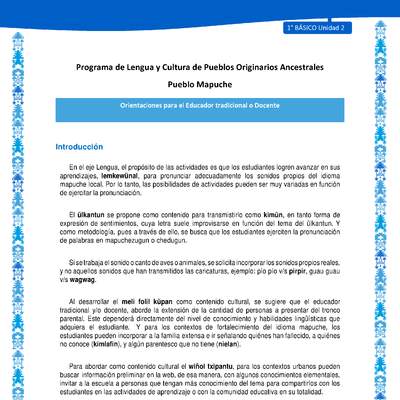 Orientaciones al docente - LC01 - Mapuche - U2 - Introducción