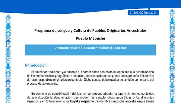 Orientaciones al docente - LC01 - Mapuche - U3 - Introducción