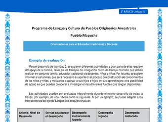 Orientaciones al docente - LC01 - Mapuche - U3 - Ejemplo de evaluación