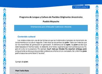 Orientaciones al docente - LC01 - Mapuche - U4 - Contenido cultural