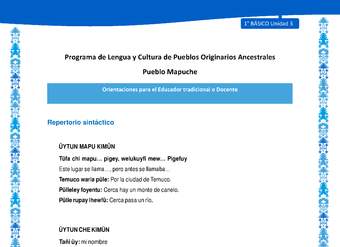 Orientaciones al docente - LC01 - Mapuche - U4 - Repertorio sintáctico