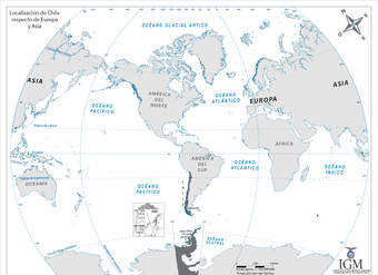 Localización de Chile respecto de Europa y Asia