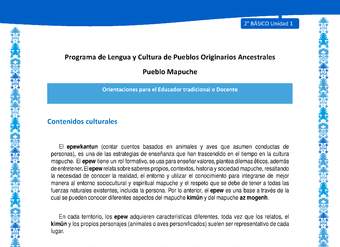 Orientaciones al docente - LC02 - Mapuche - U1 - Contenidos culturales