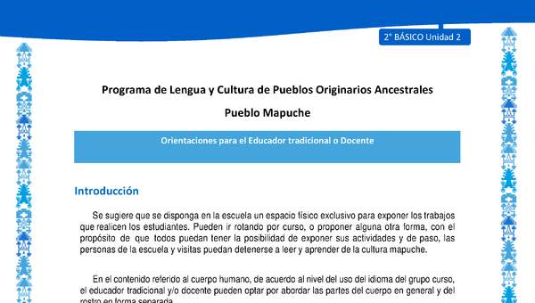 Orientaciones al docente - LC02 - Mapuche - U2 - Introducción