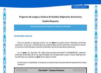 Orientaciones al docente - LC02 - Mapuche - U2 - Contenido cultural