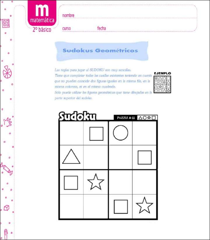 Sudoku geométrico 11 Curriculum Nacional. MINEDUC. Chile.