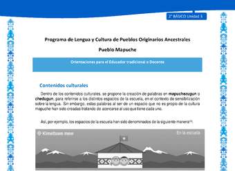 Orientaciones al docente - LC02 - Mapuche - U3 - Contenidos culturales