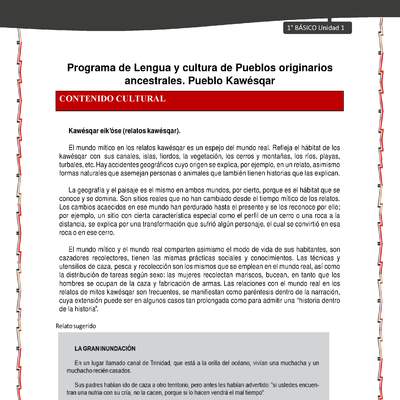 Orientaciones al docente - LC01 - Kawésqar - U1 - Contenidos culturales Orientaciones al docente - LC01 - Kawésqar - U1 - Contenidos culturales