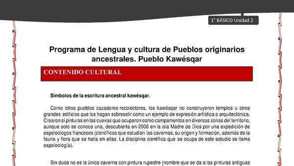 Orientaciones al docente - LC01 - Kawésqar - U2 - Contenido cultural