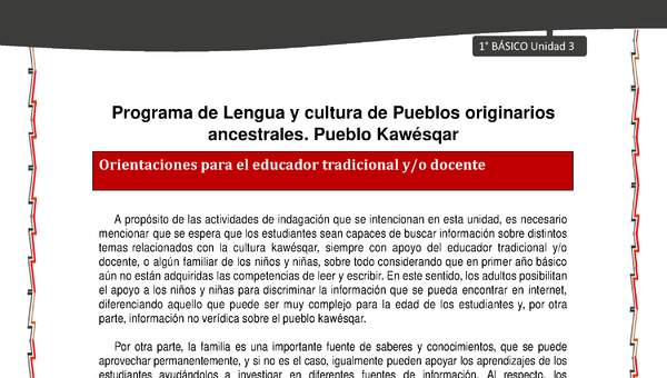 Orientaciones al docente - LC01 - Kawésqar - U3 - Introducción