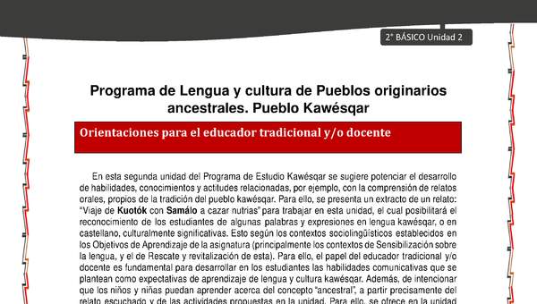 Orientaciones al docente - LC02 - Kawésqar - U2 - Introducción