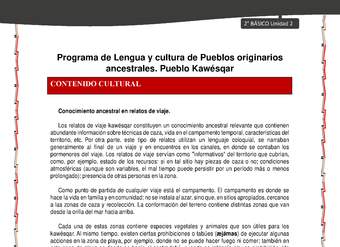 Orientaciones al docente - LC02 - Kawésqar - U2 - Contenido cultural