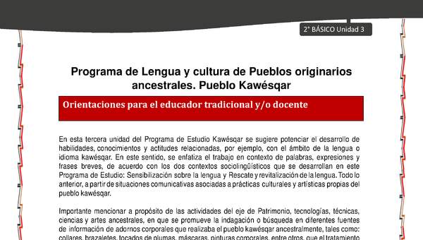 Orientaciones al docente - LC02 - Kawésqar - U3 - Introducción
