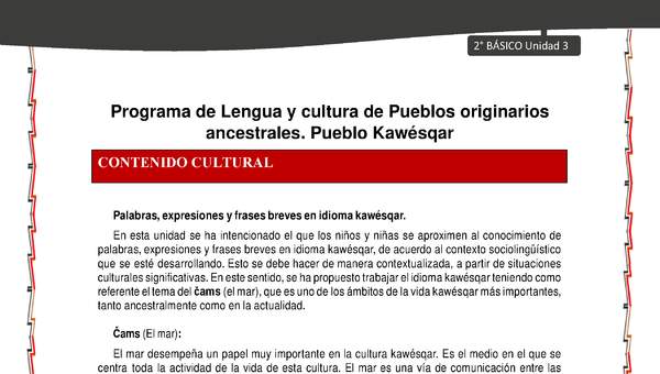 Orientaciones al docente - LC02 - Kawésqar - U3 - Contenido cultural