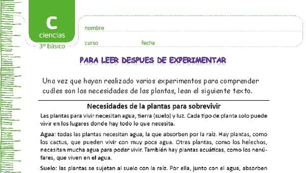 Para leer después de experimentar