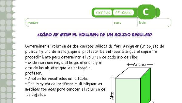 ¿Cómo se mide el volumen de un sólido regular?