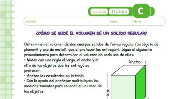 ¿Cómo se mide el volumen de un sólido regular?