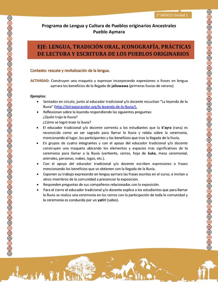 04-Actividad Sugerida LC03 U01-LR01-Construyen  una  maqueta  y  expresanincorporando  expresiones  o  frases  en  lengua aymara los beneficios de la llegada de jalluwawa