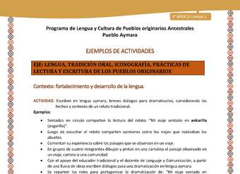 10-Actividad Sugerida LC03-U02-LF02-Escriben en lengua aymara, breves diálogos para dramatizarlos, considerando los hechos y contexto de un relato tradicional.