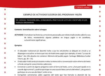 Dramatizan las historias y emociones provocadas por relatos tradicionales sobre la caza de lobos, reconociendo algunas palabras en lengua yagán o en castellano, culturalmente significativas