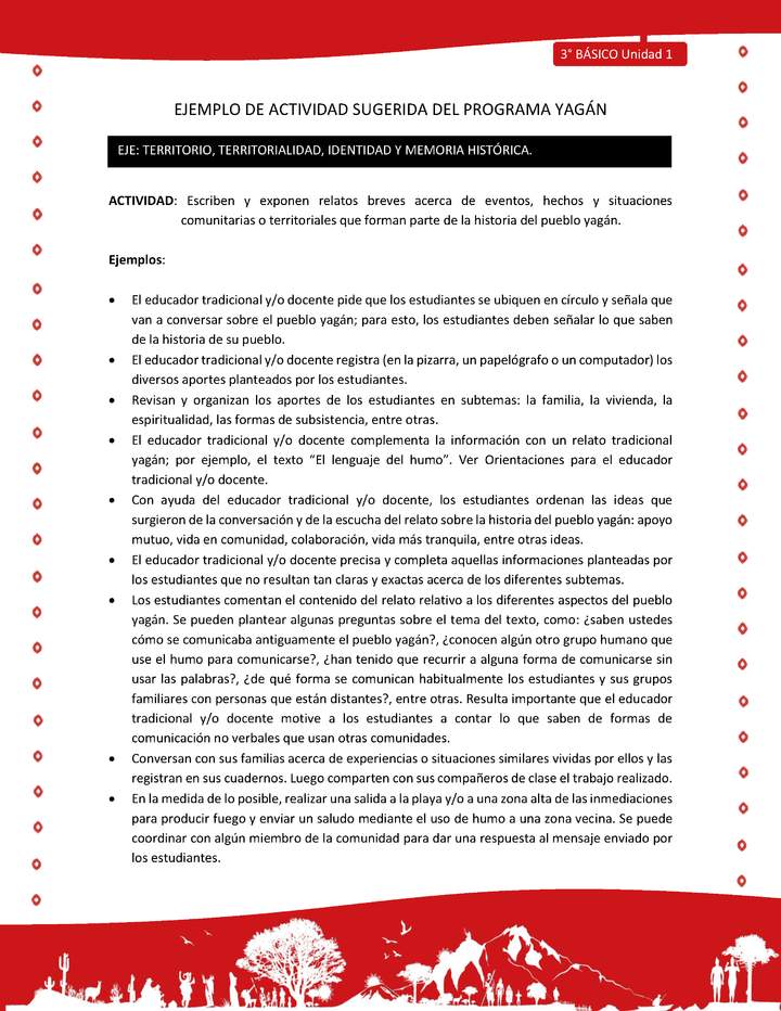 Escriben y exponen relatos breves acerca de eventos, hechos y situaciones comunitarias o territoriales que forman parte de la historia del pueblo yagán