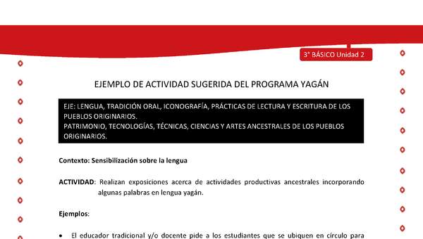 Realizan exposiciones acerca de actividades productivas ancestrales incorporando algunas palabras en lengua