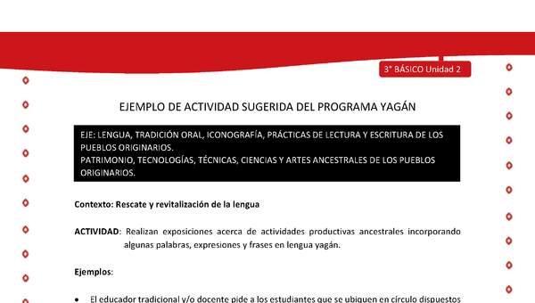 Realizan exposiciones acerca de actividades productivas ancestrales incorporando algunas palabras, expresio