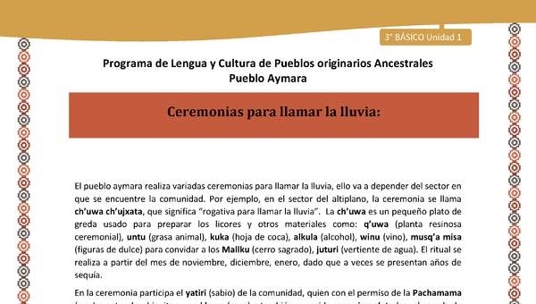 06-Orientaciones al docente - LC03 - Aymara - U01 -Ceremonias para llamar la lluvia