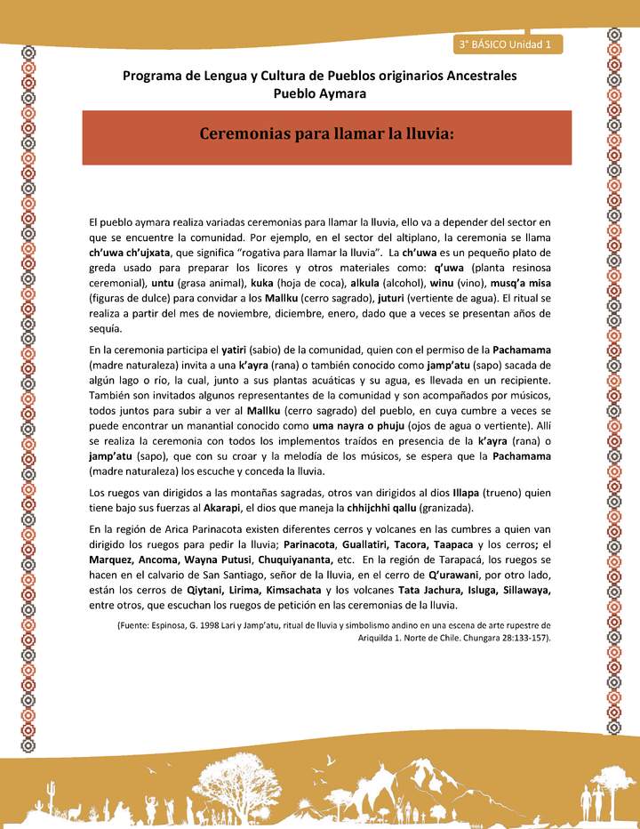 06-Orientaciones al docente - LC03 - Aymara - U01 -Ceremonias para llamar la lluvia