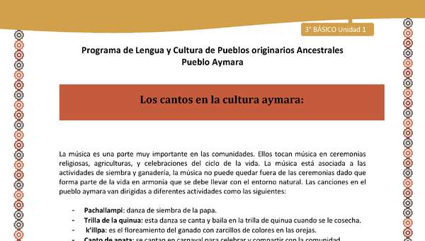 17-Orientaciones al docente - LC03 - Aymara - U01 -Los cantos en la cultura aymara