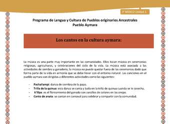17-Orientaciones al docente - LC03 - Aymara - U01 -Los cantos en la cultura aymara