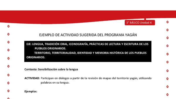  Participan en diálogos a partir de la revisión de mapas del territorio yagán, utilizando palabras en su len