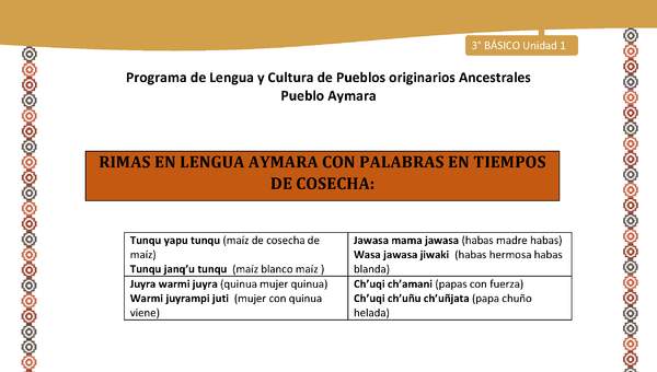 01-Orientaciones para el educador-LC03 U02-Rimas en lengua aymara con palabras en tiempos de cosecha
