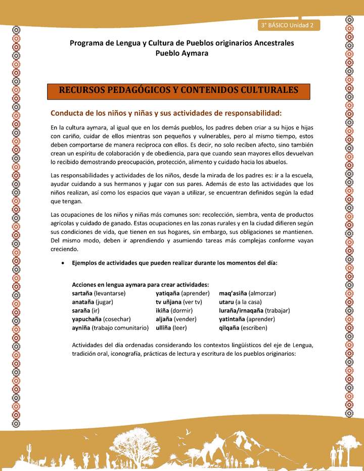 Conducta de los niños y niñas y sus actividades de responsabilidad