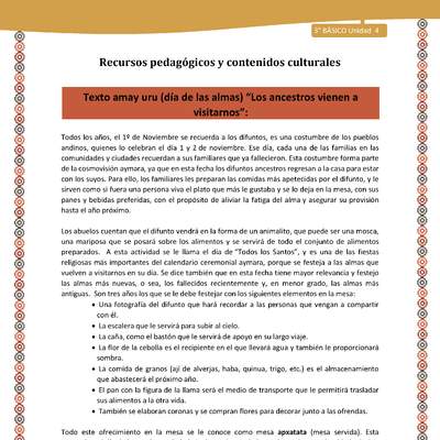 11-Orientaciones para el educador-LC03 U04-Texto amay uru (día de las almas) “Los ancestros vienen a visitarnos”